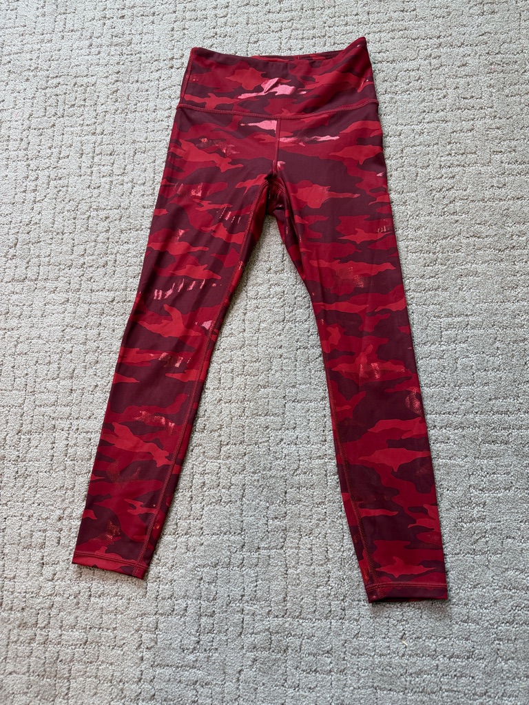 Athleta Elation Train 7/8 Red Camouflage Leggings